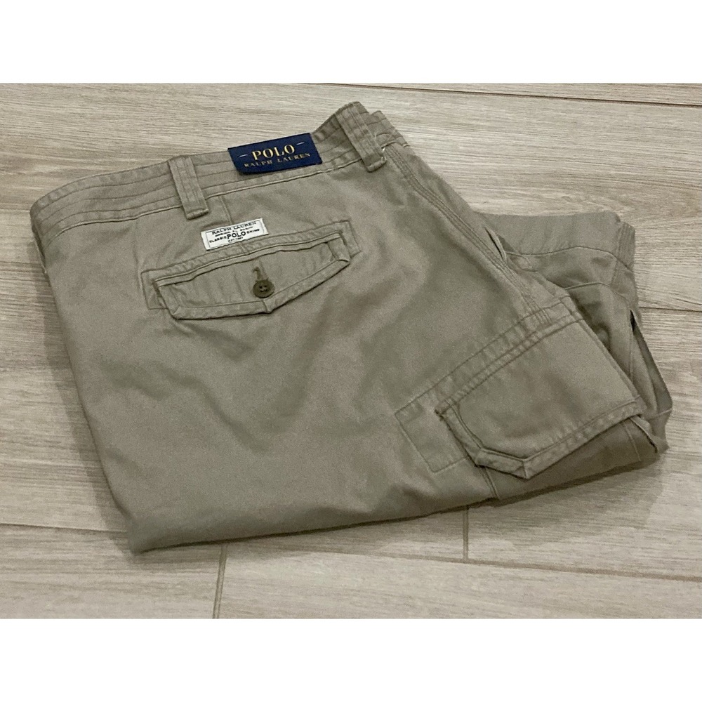 NWT Polo Ralph Lauren Men's Tan Beige Khaki Cargo Shorts 50B Big & Tall